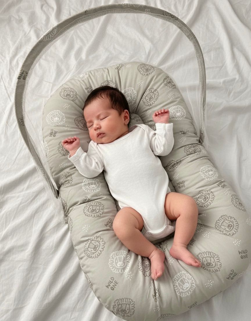 Premium Portable Baby Nest Bed with Integrated Mosquito Net – Breathable Travel Bassinet & Lounger